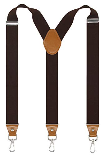 Image of Mens Suspenders with 3 Swivel Hooks Belt Loops 1.4 Inch Wide Heavy Duty Adjustable Braces