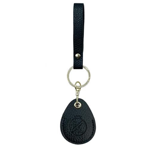 KRSURERICHER Leather Key Fob Holder Access Card Key Chains RFID Protector NFC Smart Key tag Case Keychain for Broken Key