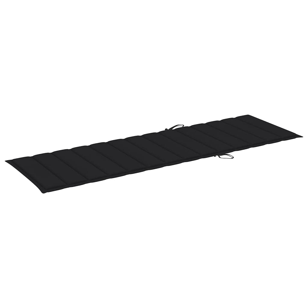 Leżak ogrodowy z impregnowanego drewna sosnowego z regulowanym oparciem, podnóżkiem, stołem i czarną nakładką, 198 x 90 cm, na taras, balkon, basen i wellness na świeżym powietrzu