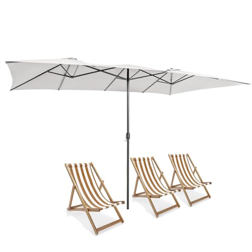 KOMFOTTEU Parasol Double, rectangulaire, avec Manivelle et Protection UV, grand Parasol de Balcon imperméable, Parasols de Jardin, idéal pour Piscine,...