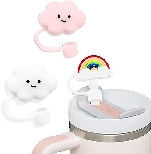 MTROYALDIA 10mm Straw Covers Cap Toppers for 30&40 Oz Tumbler Cups, Cute Straw Caps for TumblerCup, Silicone Cloud Drinking Straw Tips Lids Protectors for Stanley Cups Accessories