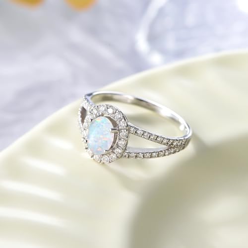 YDD Halo 1ct Oval Cut Opal Engagement Rings for Women Genuine Opal Rings for Women 925 Sterling Silver Opal Wedding Ring Anniversary Promise Ring2