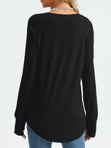 Image of AUTOMET Womens Long Sleeve Tunic Tops Crew Neck Casual Loose Fit Shirts