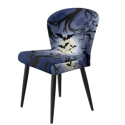 Image of Moon Bat Stretch Bar Stool Covers Set of 4,Stretch Removable Washable Bar Stool Chair Covers,Counter Height Chairs Cover for Kitchen Dining Room Cafe Furniture