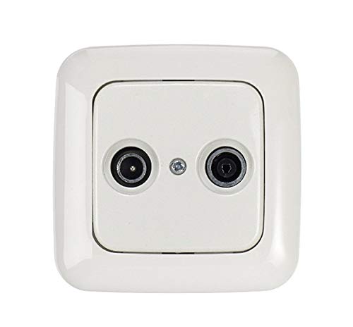 BUSCH JÄGER Komplettset Antennensteckdosen-Einsatz Universal 2-Loch Durchgangsdose Frequenzbereich von 5-2400 MHz Radio/TV/SAT (**) WISI + 1fach