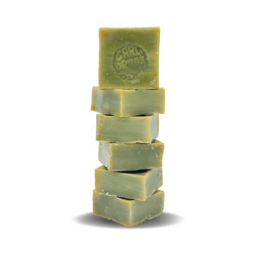 Pure Olive Oil Soap 6 Pcs 100% Natural Turkish Bar Handmade Cruelty-Free Vegan Moisturizing Gentle on Skin and Hair Suitable for Sensitive Skin Eco-Friendly