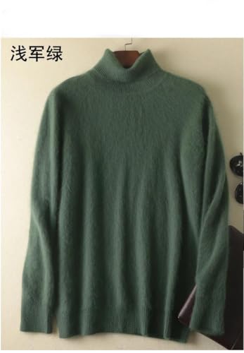 Men's Mink Cashmere Knitted Sweater High Neck Casual Pullover Warm Solid Color Top2