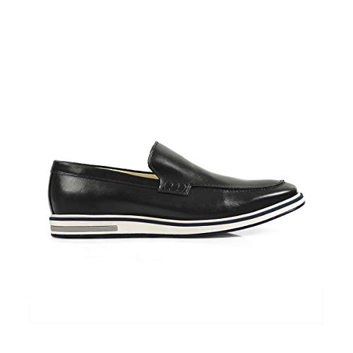 Sapato Casual Masculino Loafer Couro Legítimo Stone Slim Reverso - 1131 - Preto Cor:Preto;Tamanho:44