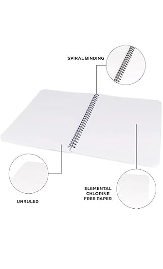 Image of A4 Spiral Notebook Set, Pack-4, 200 Pages Each, White Ring Binding, Plain /Unruled, 75 GSM Chlorine-Free Paper, 200 Total Pages