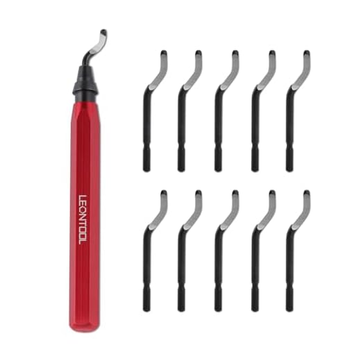 LEONTOOL Deburring Tool with 11 Carbon Steel Blades, Rotary Burr Removal Blades with Metal Handle, 360 Degree Rotary Head Deburring Tool for Metal, Copper Pipe, 3D Printing, Resin, PVC