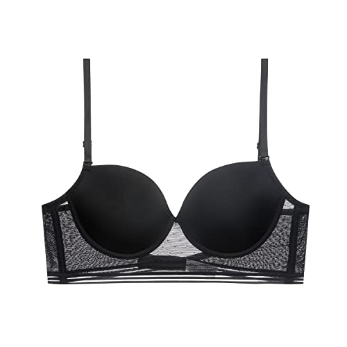 Mosestons Sujetador de Encaje Push-Up para Mujer，Espalda en Forma de U Cintura Baja Sexy，Sujetador con Aros BÁSico Mujer
