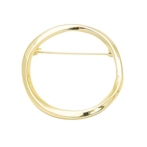 Round Circle Brooch Lapel Shawl Pin for Women Minimalist Dress Suit Scarf Hat Sweater Backpack Clothes Accessories Decoration Brooches Pins Fashion Jewelry (Gold)