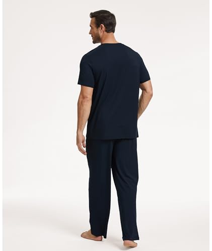 GYS Men's Pajama Sets Bamboo Viscose Short Sleeve Top and Long Pants 2 Piece Sleepwear2