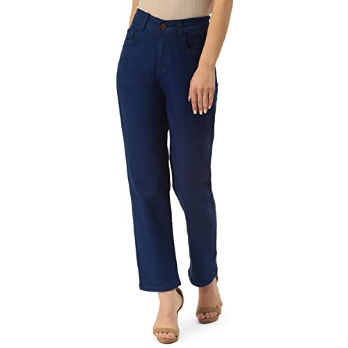 Image of PARIS HAMILTON Womens /Girls High Waist Straight fit Stretchable Denim Jeans Relaxed Fit