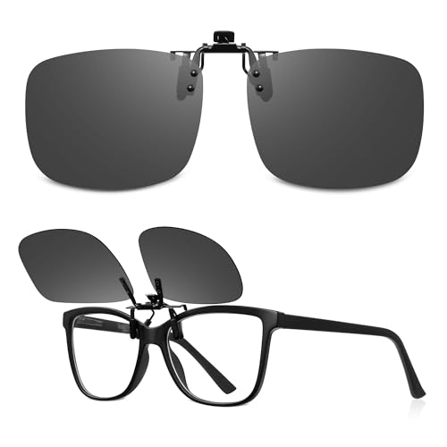 Polarisierte-Clip On Sonnenbrille-Brillenträger-UV400 Schutz-ultraleicht und anhebbar,Anti-Glare Sonnenbrillen-Aufsatz für Damen und Herren, ideal zum Autofahren, Angeln und Outdoor-Aktivitäten(60*40)
