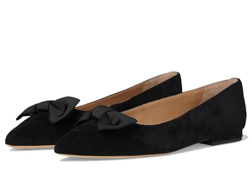 LAUREN Ralph Lauren Women's Londyn Bow-Trim Suede Ballet Flat Black/Black 8 Medium