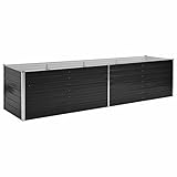 Festnight Hochbeet Metall Anthrazit 320x80x77 cm Hochbeete für Garten Balkon Terrasse Kräuterbeet Gemüsebeet Verzinkter Stahl Hochbeet Groß