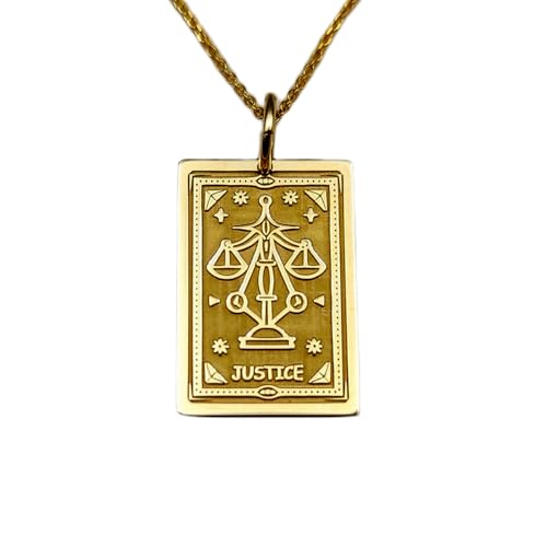 Collier pendentif pièce de tarot Justice le cadeau d'anniversaire unisexe idéal