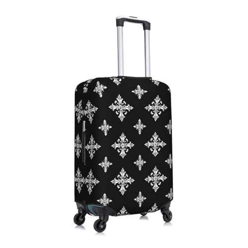 Christmas Black White Floral Luggage Cover Protector Elastic Washable Anti-Scratch Suitcase Covers With Zipper Closure For Luggage 18-32 Inch X-Large3