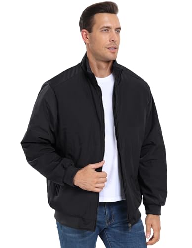 PEGENO Men's Windproof Jacket,Fleece Lining For Stand Collar Winter Coat2