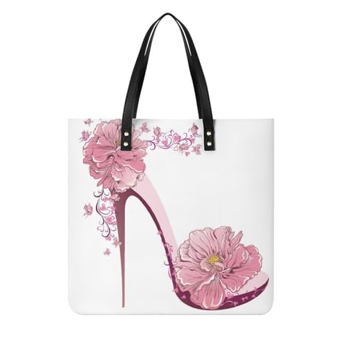 Sac à bandoulière fleur talons hauts grand format 39x39cm imprimé mode