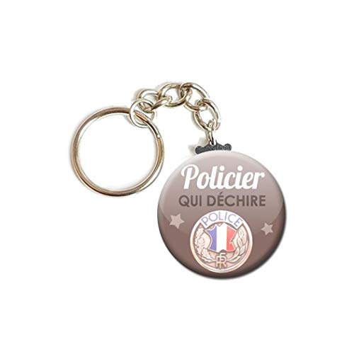 Porte Clés Chaînette 3,8 centimètre Policier qui déchire Idée Cadeau Accessoire Anniversaire Noël Remerciement Fête