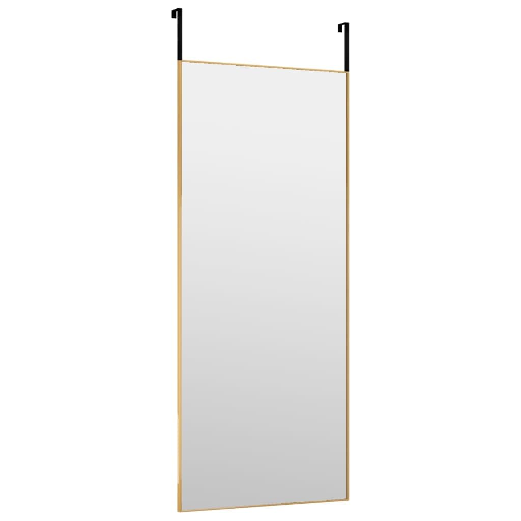 Lustro drzwiowe Golden 40 x 100 cm z aluminiową ramą i szkłem, nie zajmuje dużo miejsca do korytarza, sypialni, łazienki, łącznie z haczykami do łatwego montażu, funkcjonalne i dekoracyjne