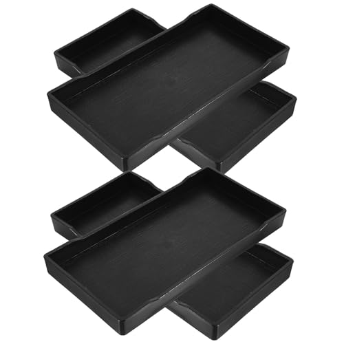 Bandeja rectangular de baño MAGICLULU en color negro pack de 4 piezas organizadoras de PP 2