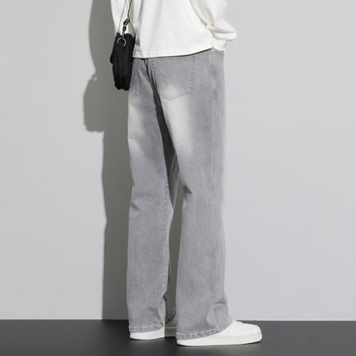 Mens Straight Leg Bootcut Jeans Stretch Mid Rise Relaxed Slim Fit Flared Jeans 90s Vintage Light Washed Denim Pants4