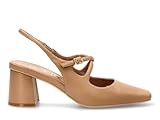 Etika Zapatos de Salón Destalonados para Mujer, Diseño Elegante de Punta Fina con Tacón Ancho de 6cm y Cierre de Hebilla, Modelo 63305 Camel - 36
