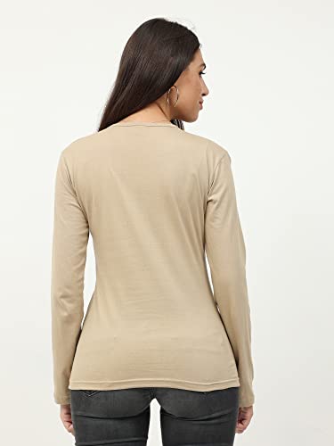 Image of FLEXIMAA Women's Cotton Plain Round Neck Full Sleeve T-Shirt