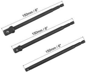 #US Impact Socket Adapter Set 6" Extension Bit 1/4" Hex Shank 1/4" 3/8" 1/2" Drive