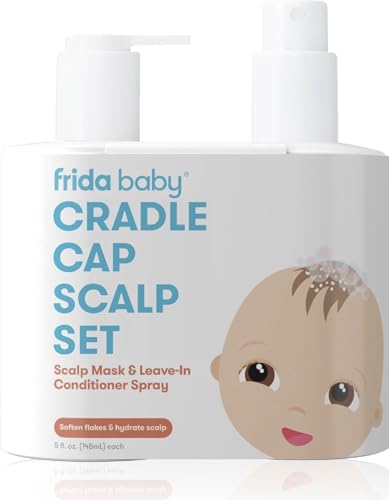 Image of Frida Baby Cradle Cap Treatment, Cradle Cap Shampoo for Babies + Flake Fixer Scalp Spray, Cradle Cap Kit Soothes Baby's Scalp, Prevents Dryness and Flakes