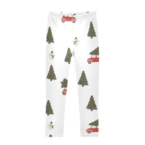 Red Car Tree Girls Leggings,Workout Leggings for Girls Toddler Athletic Legging Size for 3-10T
