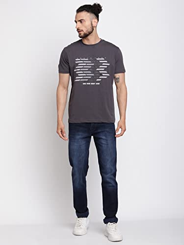 Image of Cantabil Men's Cotton Blend Printed Round Neck T-Shirt (Regular Fit)