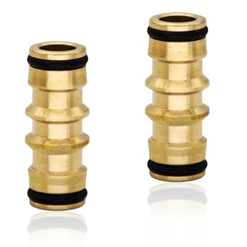 2pcs Brass Double Males Hose Connectors – Heavy-Duty Male to Male Hose Connector for Hose – Solid Brass Hose Coupling Adapter, Leak-Free, Fits Standard Hose Connectors