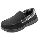 Git-up Men's Ultra-Light Suede Moccasin Slippers Mens Faux Fur Lining House Slippers with Memory Foa