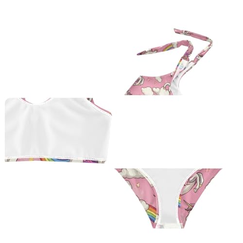 Wusikd Cute Unicorns Girls Swimsuits Two Piece Rainbows Pink Swimwears Bikini Set for for Girls Size 3T4