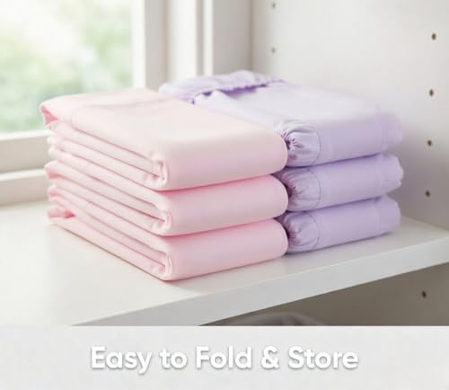 Image of Everyday Kids 2-Pack Fitted Crib Sheets, 100% Soft Breathable Microfiber Baby Sheet, Fits Standard Size Mattress 28in x 52in, Lavender, Pink Nursery Sheet