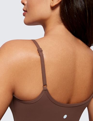 Image of CRZ YOGA Butterluxe Sweetheart Crop Tank Tops | Light Support, Removable Pads, Yoga, Extremely Soft, U Back, Adjustable Spaghetti Straps, Longline Sports Bras for Women
