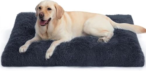DONWEI Cuccia Cane Interno, Cuscino Cane Sfoderabile, Cuscino per Cani Pelosa, Base Antiscivolo, Peluche Soffice e Lavabile in Lavatrice, Cuccia per Cani Taglia Media, Grigio Scuro 75x50x8 cm
