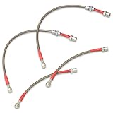 AJP Distributors Silver Stainless Steel Braided Oil Disc Brake Lines Hoses Cables Kit 4PCS Front & Rear Set Compatible/Replacement For Corolla AE98 E90 4AGE JDM 1988 1989 1990 1991 1992 88 89 90 91 92