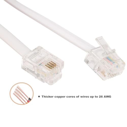 Vthahaby (10 FT) Telephone Extension Cord Phone Cable Line Wire, with Standard RJ11 Plug and 1 in-Line Couplers