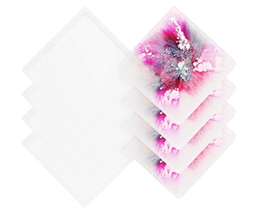 Square Resin Coaster Molds, Silicone Mould for Casting with Resin, Epoxy and Concrete, SET OF 4