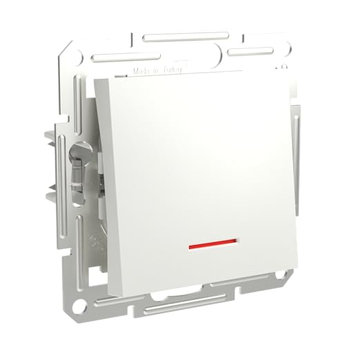 Schneider Electric Asfora Taster Unterputz mit LED, 10A, 250V AC, Schraubklemmen, weiss, Artikelnummer EPH1670121D, 1 Stück