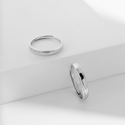Meissa Alianzas 2 Piezas Anillos Pareja para Hombres y Mujeres 925 Plata Anillos de Boda Alianza Ajustable Anillo de Promesa Anillos Pareja Juego (Juego de Dos Anillos) - imagen 4
