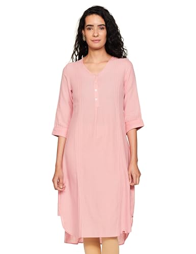 Image of BIBA Women Blue Cotton Solid Kurti