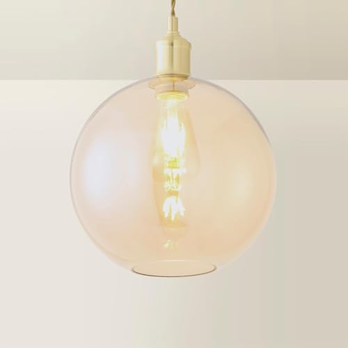 ValueLights | Amber Glass Globe Ceiling Light Shade | Lamp Shades, Home Décor & Improvement Essential | 25cm Shade Width