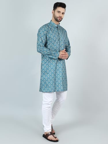 WINTAGE Digital Print Cotton Silk Blue Kurta Payjama2