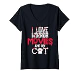 Photo Gallery donna horror movies scary film cat lovers halloween fans thriller maglietta con collo a v Photo Gallery donna horror movies scary film cat lovers halloween fans thriller maglietta con collo a v